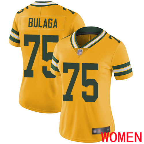 Green Bay Packers Limited Gold Women #75 Bulaga Bryan Jersey Nike NFL Rush Vapor Untouchable->green bay packers->NFL Jersey